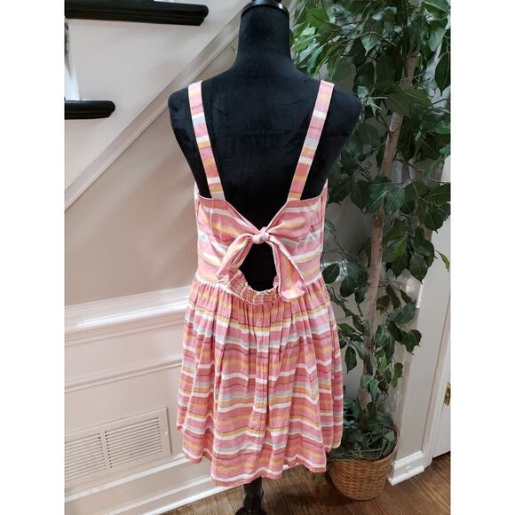 My Michelle Womens Pink Striped Linen Sweetheart Neck Sleeveless Tank Dress L - Picture 7 of 15